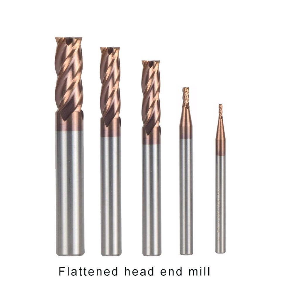 5pcs Tungsten Steel End Mills HRC55 Coated 4 Flute Flattened Head CNC Milling Cutters End mills Tools