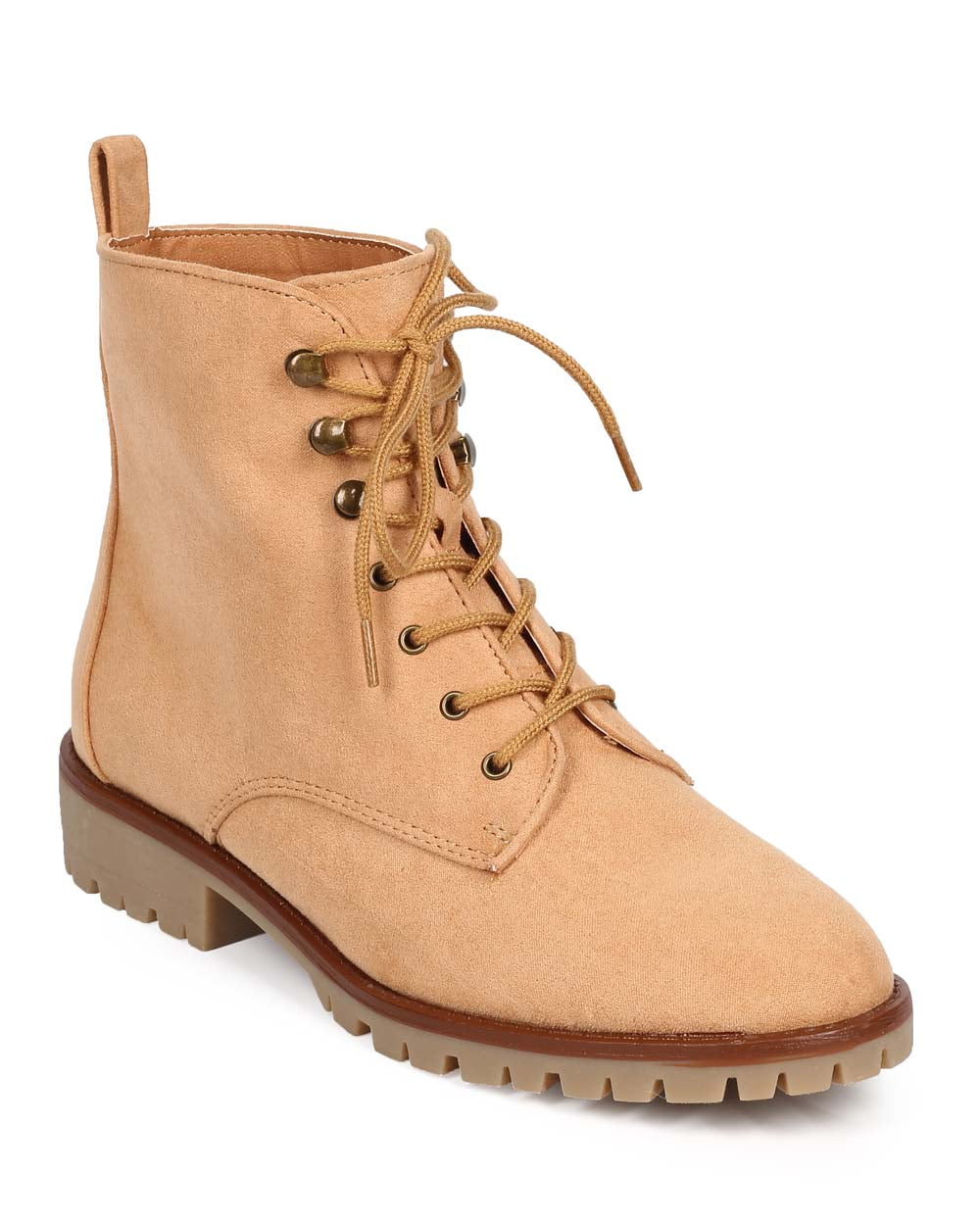 New Women Qupid Severe01 Suede Almond Toe Lace Up Tailored Combat Boot