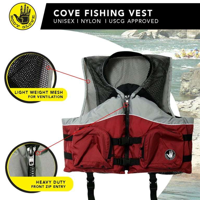 Body Glove Cove Unisex Nylon Fishing Vest - Unisex Adult,Red,L