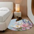 thumbnail image 3 of Spring Pink Flower Round Area Rug 4 FT, Non Slip Indoor Outdoor Rug, Lavender Botanical Blue Wood Board Washable Soft Circular Carpet Non-Shedding Floor Mat for Coffee Table Nursery Foyer Balcony, 3 of 8