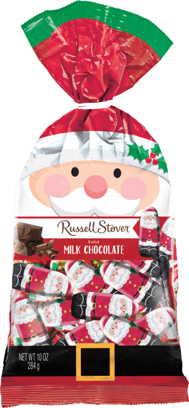 Russell Stover Holiday Milk Chocolate Santa Tie Bag, 10 oz.