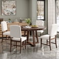 thumbnail image 4 of Harper & Bright Designs 5 Pieces Functional Dining Set for 4, Round Table with Leaf and 4 Upholstered Chairs for Kitchen, Walnut, 4 of 19