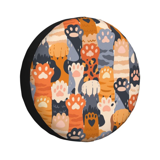Fotbe Cute Cat Paw Funda de Llanta de Repuesto con Estampado, Engrosada, Ajuste Universal para Jeep, Remolque, RV, SUV, Camión-14 inch