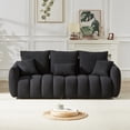 thumbnail image 6 of 3 Seater + 3 Seater Combo Sofa Modern Living Room Sofa, Teddy Sofa, Wooden Frame, 6 Cushions, Apartment Sofa Furniture (Black), 6 of 11