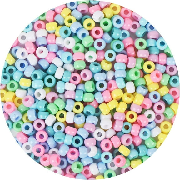1200 pcs Pony Beads Macaron Pastel Colored Beads for Crafts Hair Beads for Hair Braiding, 8 Candy Colors
