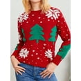 thumbnail image 6 of hirigin Women's Ugly Christmas Sweaters, Long Sleeve Tree Snowflake Embroidery Loose Knit Pullovers, 6 of 9
