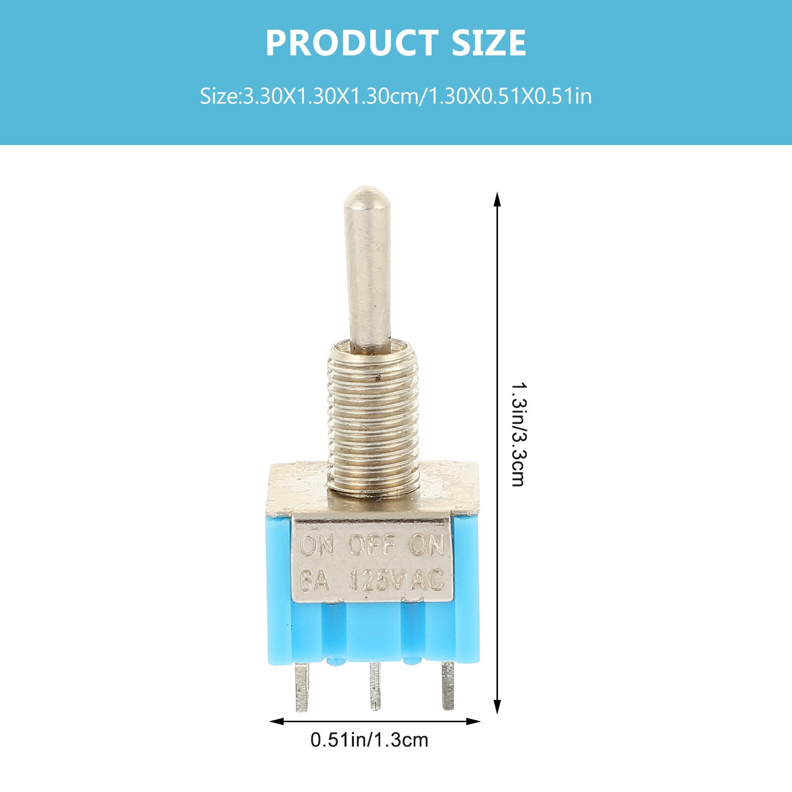 6pcs Rocker Selector Switches Metal Toggle Switches Toggle Switches for Electric Guitar