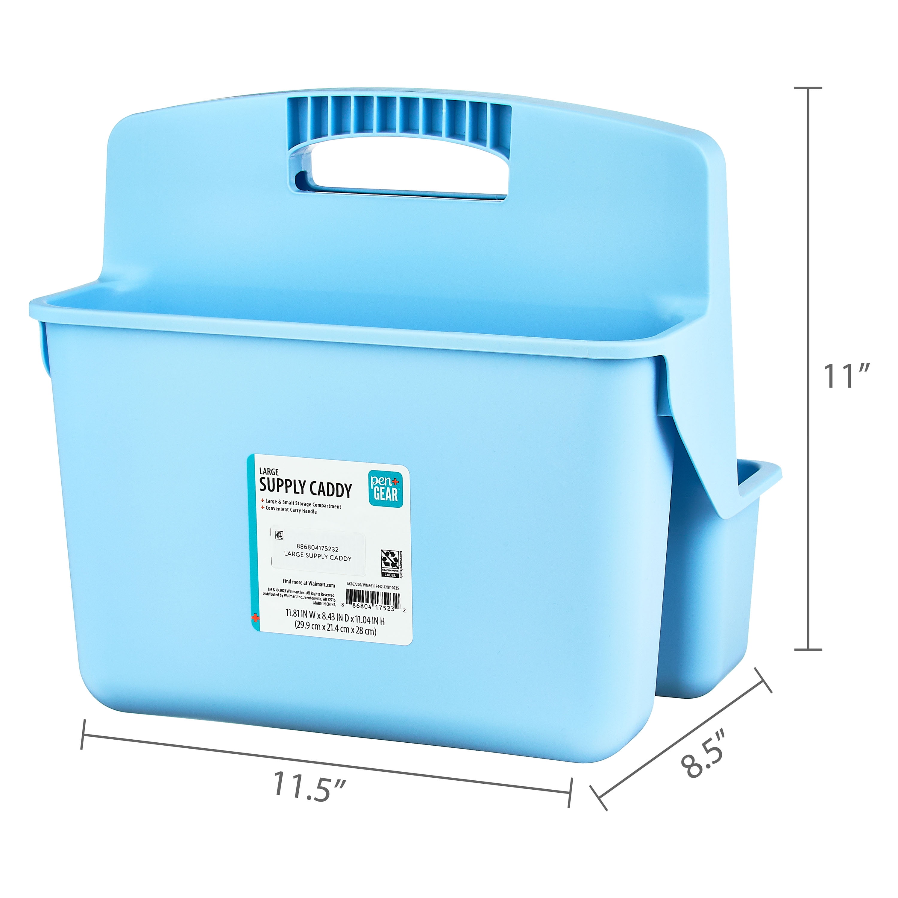 Pen+Gear Large Supply Caddy, 11.81" x 8.43" x 11.04", Sky Blue