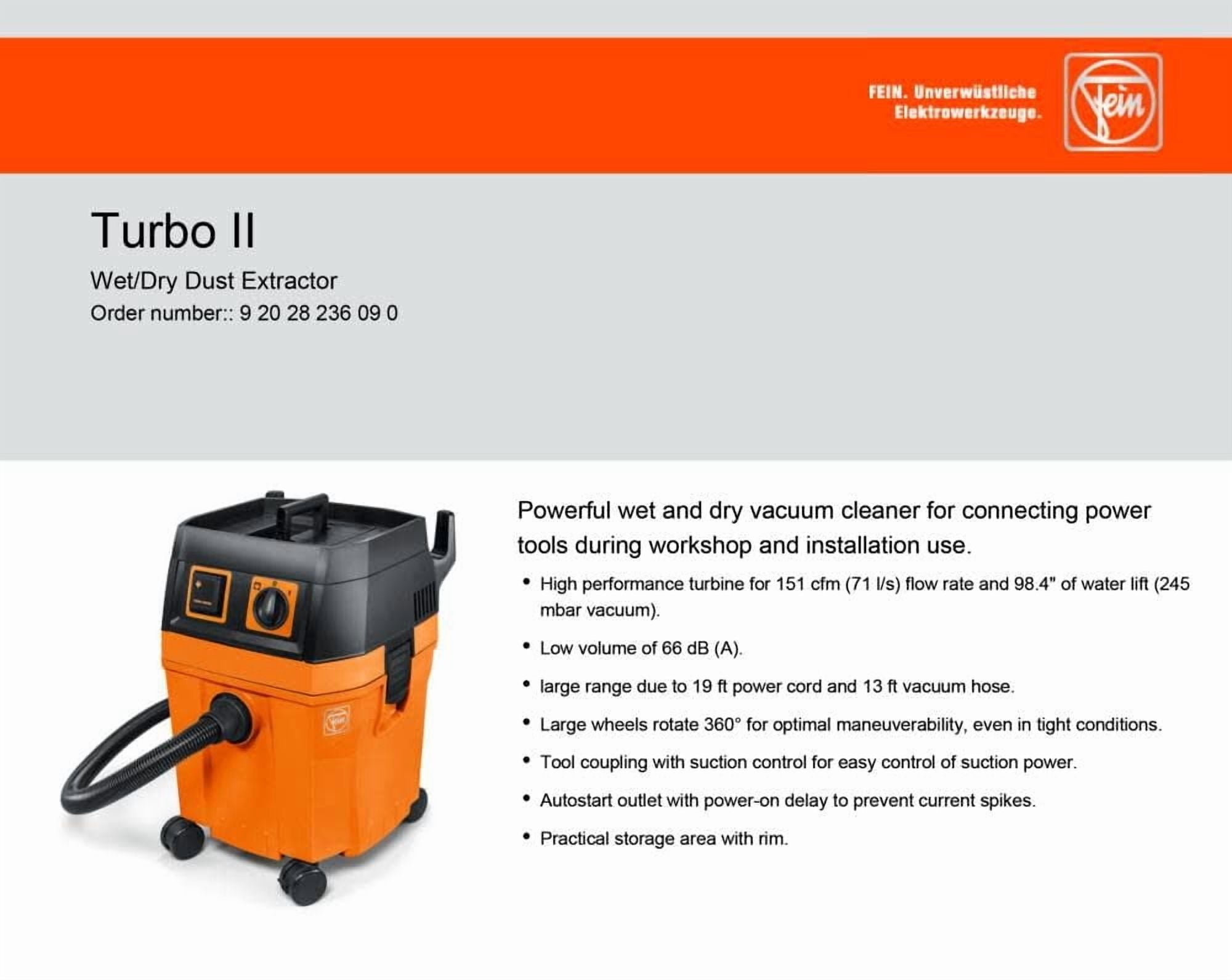 Fein Power Tools Turbo II HEPA Dust Extractor Collector Wet Dry Shop Vacuum Set