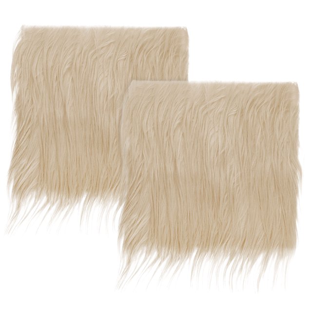 Unique Bargains Plush Faux Fur Fabric Square, 10' x 10' Fluffy Faux Fur Patches Cuts, Khaki 2Pack
