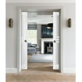 thumbnail image 3 of Sliding French Double Pocket Doors Opaque Glass 4 Lites / Mela 7222 White Silk / Kit Rail Hardware / MDF Interior Bedroom Modern Doors, 3 of 4