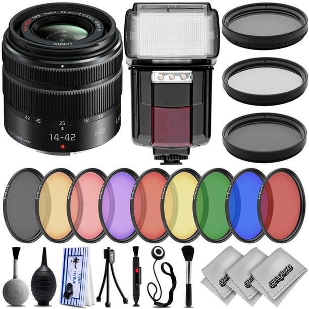 Panasonic Lumix G Vario 14 42mm F 3 5 5 6 Ii Asph Mega O I S 28pc Lens Bundle Walmart Com Walmart Com