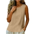 thumbnail image 6 of Kojanyu Women's Cotton Linen Sleeveless Crewneck Tank Top Casual Loose Fit Summer Blouse, 6 of 7
