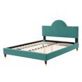 thumbnail image 5 of Platform Bed Frame, Queen Size, Teal Blue, Velvet, Modern Contemporary, Bedroom Master Guest Suite Room, 5 of 10