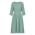 thumbnail image 4 of Dresses for Women Plus Size Women's Spring And Summer Round-Neck Solid-Color Casual Long-Sleeved Long Dress Mint Green Xl, 4 of 7