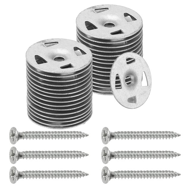 1-1/4 Insulation Washers, 200 Set 32mm Metal Insulation Washers Foam Board Fasteners Perforated Plaster Washers with Screw Galvanized Steel for Foam Board Fixing Fastening Wall