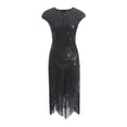 thumbnail image 2 of Wancir Women's Sparkly Sequin Mini Dress Shimmer Loose Short Shift Cocktail Party Dress with Fringe Hem, 2 of 3