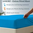 thumbnail image 5 of Amay 100% Organic Cotton Texas King Fitted Sheet - 500 Thread Count (80"x98") - Ultra Soft, Cooling & Breathable Bed Sheet - Durable Long-Lasting Fabric - (Turquoise, 1 Piece), 5 of 7