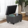 thumbnail image 6 of Ottoman with Storage 24'' Storage Ottomans Linen Fabric Ottoman Footstools Small Upholstered Foot Rest Stool for Couch, Living Room, Bedroom, Entrance Shoe  Dark Grey, 6 of 7