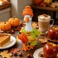 thumbnail image 6 of sruoe Halloween Goose Statue, 7.87in Resin Fall Figurine, Harvest Tabletop Ornament, Goose Sculpture Knit Pumpkin for Halloween Holiday Mantel Console Dining Decor, 6 of 8