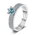 thumbnail image 2 of Engagement Wedding Rings for Women,1 ct D Color VVS1 Moissanite Promise Rings, Blue/Green/Pink Diamond Rings with Certificate, 2 of 9