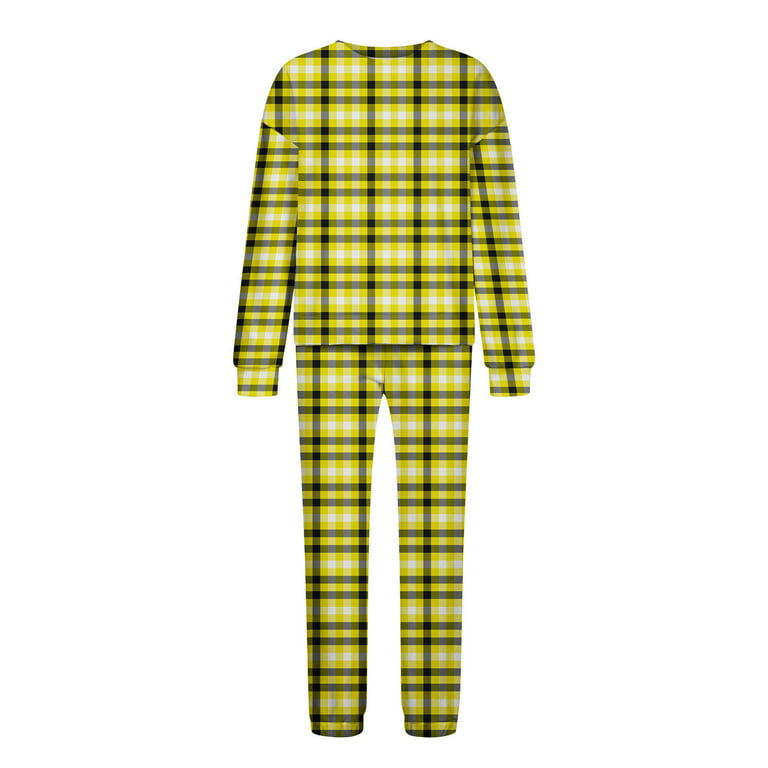 REORIAFEE Outfits Summer Sweatsuit Set 90s Themed Party Outfits Women's  Fashion Casual Print Long Sleeve Round Neck Sweatshirt Top + Pants Set  Yellow XL 
