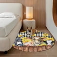 thumbnail image 4 of 3.3ft Washable Round Rug, Farm Non-Slip Circle Area Rug for Entryway Bedroom, Vintage Farmhouse Donkey Pig Cow Sunflower Leaf Wood Fence Black Plaid Indoor Accent Floor Mat for Home Decor, 4 of 9