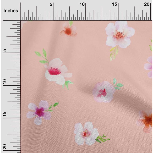 oneOone Polyester Tissu Lycra Fleur & Feuilles Aquarelle Tissu Imprimé BTY 56 Pouces de Large