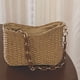 thumbnail image 4 of Bolso de mano con cadena para mujer, bolso de mano informal tejido de color sólido de paja para mujer (marrón) Ehuebsd Para Estrenar, 4 of 9
