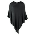 thumbnail image 7 of Hauaitttt Women Poncho Sweater V Neck Solid Knit Pullover Cape Lightweight Shawl Elegant Wrap with Fringes for Women Womens Dress Jackets for Evening Wear Girls Shawl Wool Scarf Shawl with Hood, 7 of 7