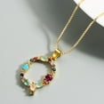 thumbnail image 3 of Female Colored Gemstone Necklace Gold-plated Copper With 26 English Letters Clavicle Chain, 3 of 3