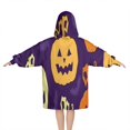 thumbnail image 2 of Purple Halloween Jack Lanterns Blanket Hoodies for Kids 6-13YR Oversize Wearable Blanket Hoodies for Boys Girls Teens, 2 of 7