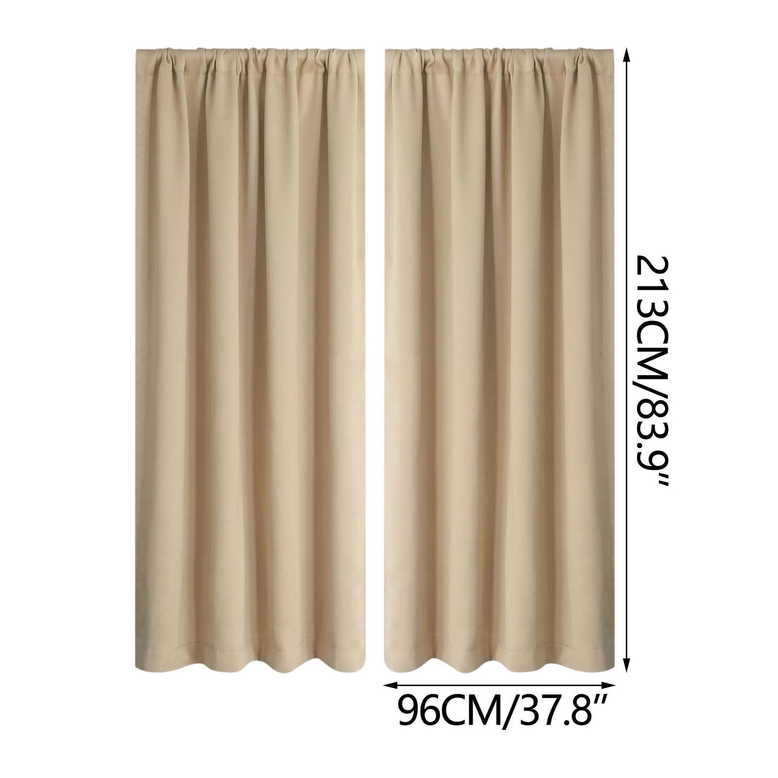 100% Blackout Curtains for Bedroom 84 Inches Long, Back Tab/Rod Pocket Living Room Drapes, Thermal Insulated Blackout Curtains 2 Panels Set, 38" W x 84" L, Beige