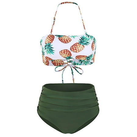 

Teens Swimsuits for Girls Bikini Sports Bra Top Summer Women s Pineapple Print Swimsuit Fashion Swimsuit Beach Bikini Board Shorts for Women Swim Pack Exposure Suit