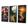 thumbnail image 3 of Designart "Sunrise Among the Trees in Germany" Floral Framed Wall Art Set Of 3 - Pink Germany Frame Canvas Set For Living Room Decor, 3 of 7
