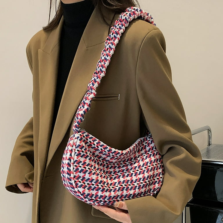 Carson Mini Shoulder Bag in Cozy Plaid Neutral