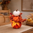 thumbnail image 3 of 3-Tier Stacked Artificial Speckled Pumpkin Table Decor with Maple Leaves and Berries Thanksgiving Centerpiece, 3 of 6
