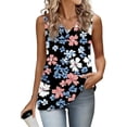 thumbnail image 2 of Sleeveless V Neck Tank Tops for Women Floral Print Casual Summer Loose Blouses Trendy Tunic Shirts, 2 of 5