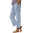 thumbnail image 2 of Women's Casual Pants Women'S Floral Embroidered Lace Printed Loose Pocket Patchwork Casual Pants,Blue Women's Casual Pants XXXL, 2 of 5