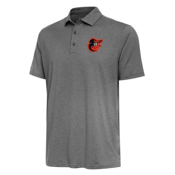 Men's Antigua Heather Black Baltimore Orioles Scheme Polo
