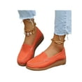 thumbnail image 1 of LUXUR Mocassins pour Femmes Confort Mocassins à Semelle Compensée Chaussure Décontractée Bout Rond Mocassin Marche Chaussures d'Infirmière Orange Rouge 4.5, 1 of 8