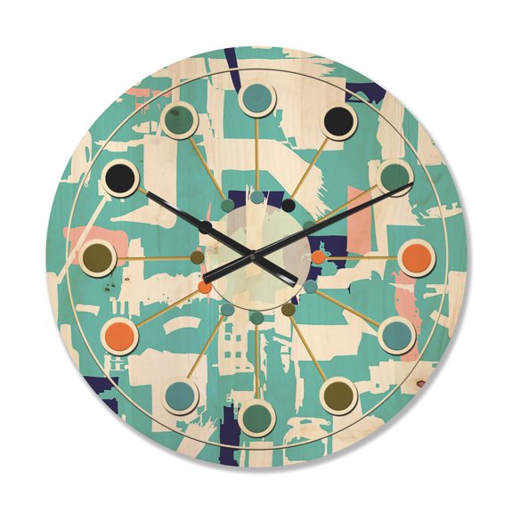 Designart 'Retro Abstract Artisan I' Mid-Century Modern Wood Wall Clock