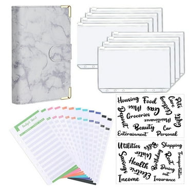 Budget Binder with Zipper Envelopes, PU Leather Cash Bill Coupon Cards, Money Saving Budget Planner, 12 Budget Binders with Zipper Envelopes, Money Saving Binders for Budgeting