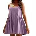 thumbnail image 1 of Timegard Summer Dresses for Women 2025 Scoop V Neck Spaghetti Strap Ruffle Loose Casual Sundresses, 1 of 6