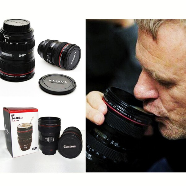 Stainless Coffee Lens Mug Camera Lens Cup 24105mm Tea Coffee Mug Cups Heat Retaining Mugs with