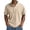 Khaki, variant on Men's Summer Crinkle Texture Short Sleeve Henley Shirt Casual Stand Collar Button Down Curved Hem Top,Light Green,L