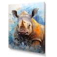 thumbnail image 2 of Designart "Rhinoceros on the Hunt Grey and Mighty" Animals Canvas Wall Art - Modern Grey Rhinoceros Entryway Wall Art, 2 of 6