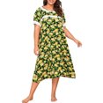 thumbnail image 1 of Vestido, Vestido de tumbona para mujer, camisones sueltos de manga corta con estampado Floral, pijam Abanopi Verde/3X-grande, 1 of 7