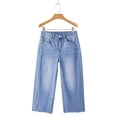 thumbnail image 5 of Women's High Waisted Jeans Pants Summer Casual Elastic Waist Stretchy Capri Pants with Pockets by Yigetop Light blue S, 5 of 7