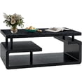 thumbnail image 2 of 43.3" 3-Tier Storage Coffee Table, Modern Wood Center Table with Stainless Steel Legs, Easy Assembly Living Room Office Apartment, Retro Wood Grain, 2 of 9